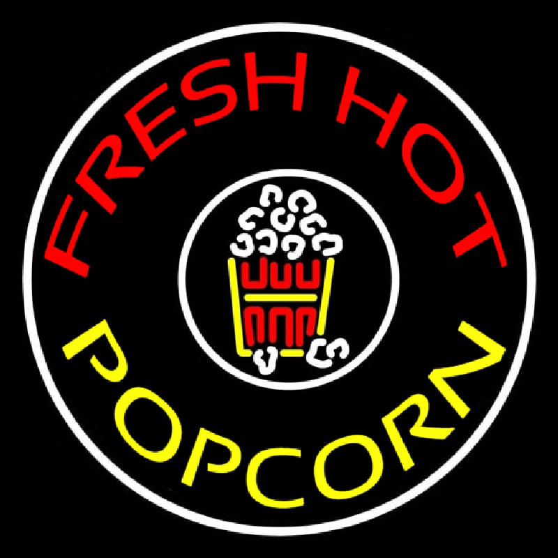 Red Fresh Hot Yellow Popcorn Neon Sign