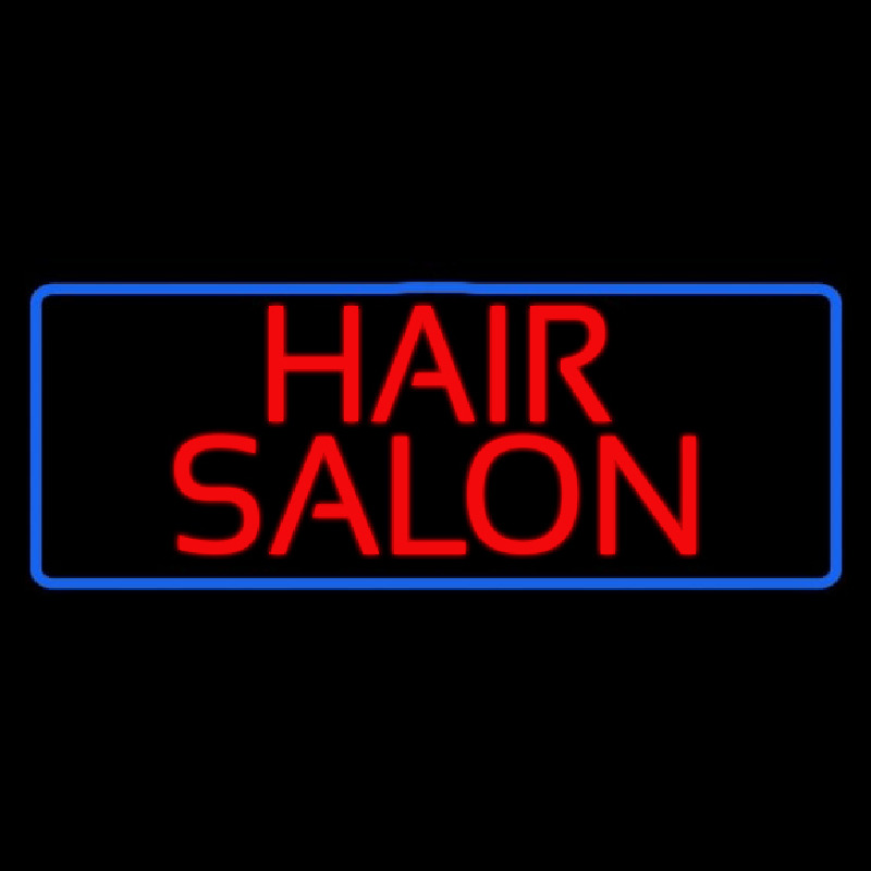 Red Hair Salon With Blue Border Neon Sign