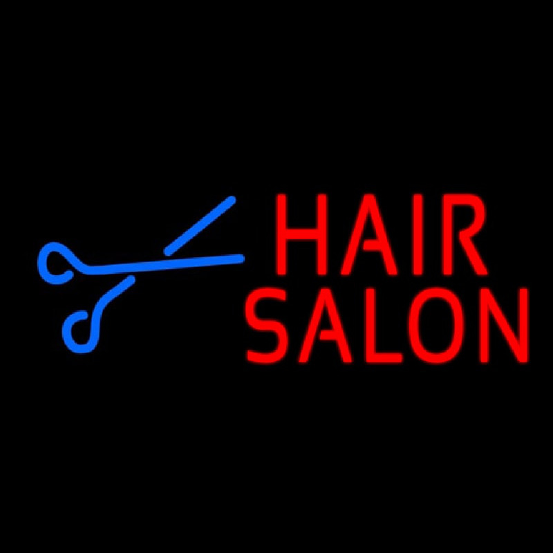 Red Hair Salon With Scissor Neon Sign