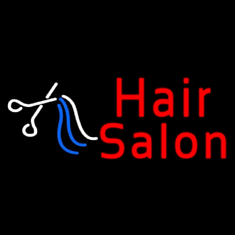 Red Hair Salon With Scissor Neon Sign