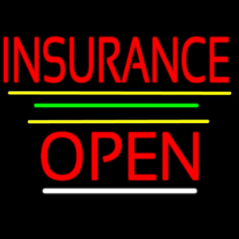 Red Insurance Open Yellow Line Neon Sign