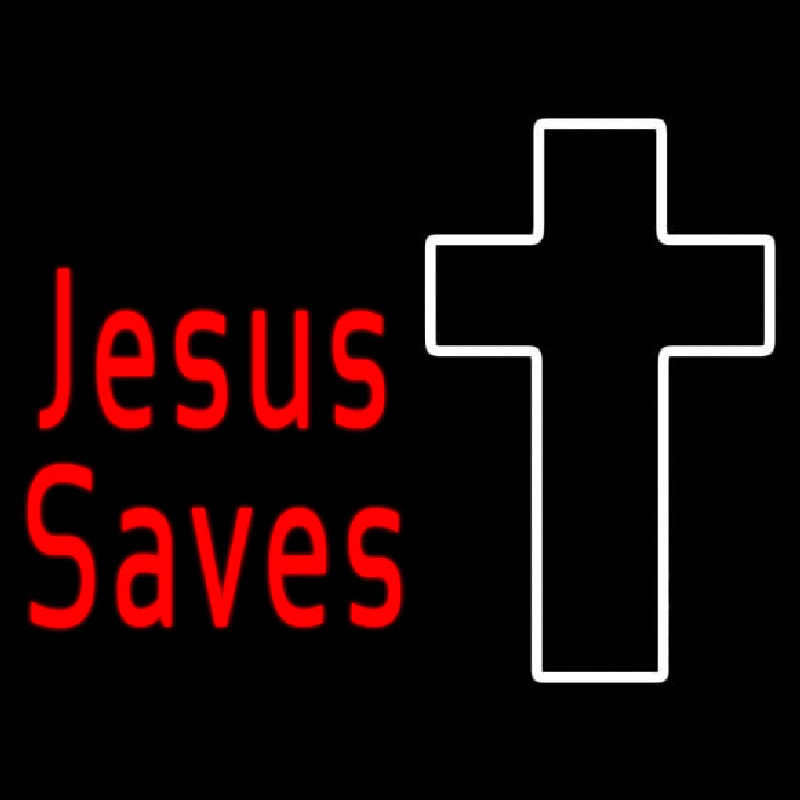 Red Jesus Saves With Cross Neon Sign