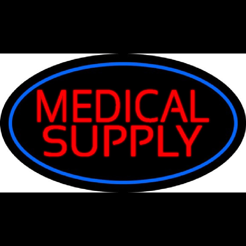 Red Medical Supply Oval Blue Neon Sign