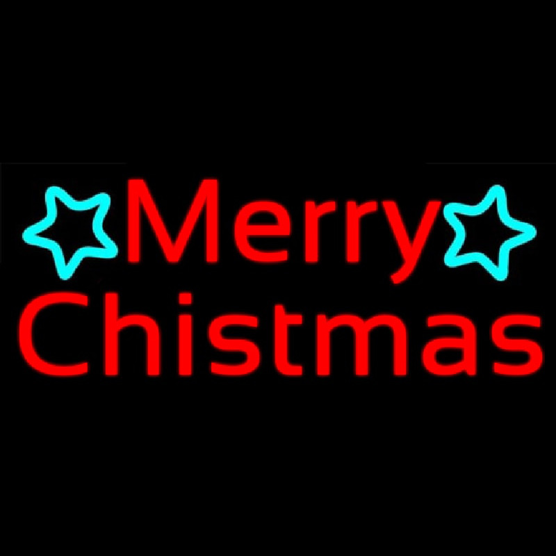 Red Merry Christmas With Stars Neon Sign