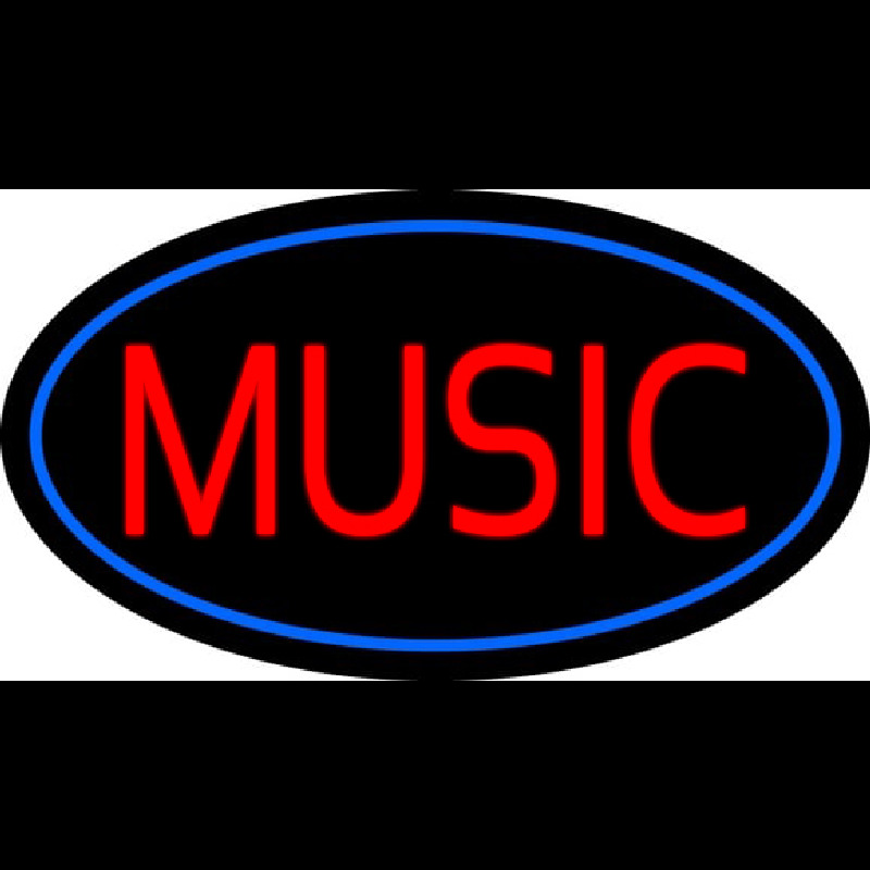 Red Music Blue Oval Neon Sign