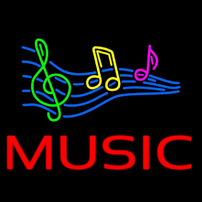 Red Music With Musical Notes Neon Sign