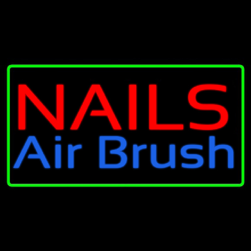 Red Nails Airbrush Green Border Neon Sign