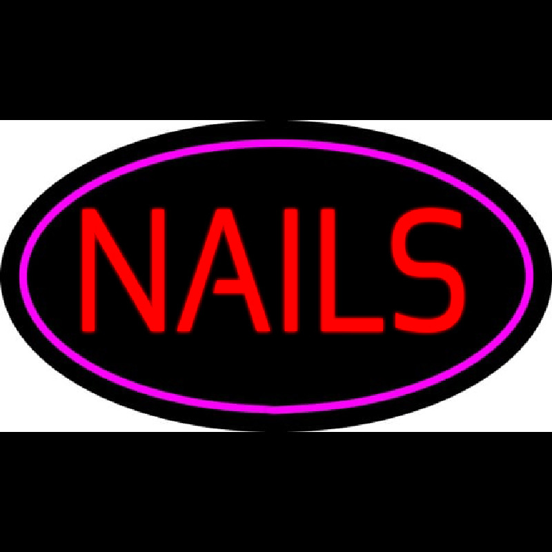 Red Nails Oval Pink Neon Sign