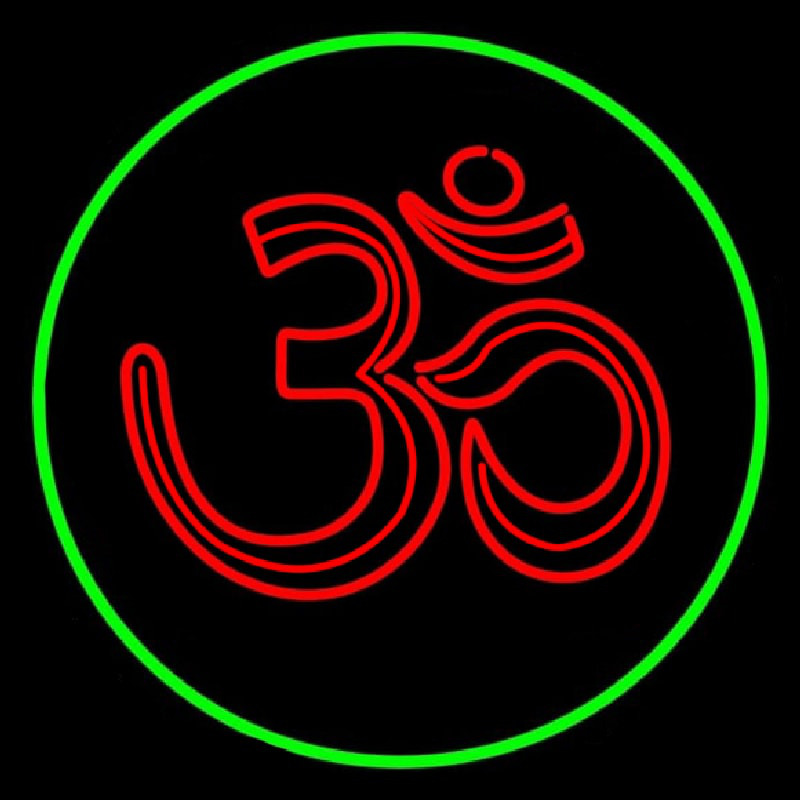 Red Om With Border Neon Sign