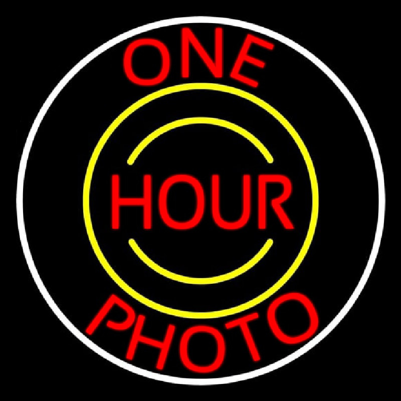 Red One Hour Photo 1 Neon Sign