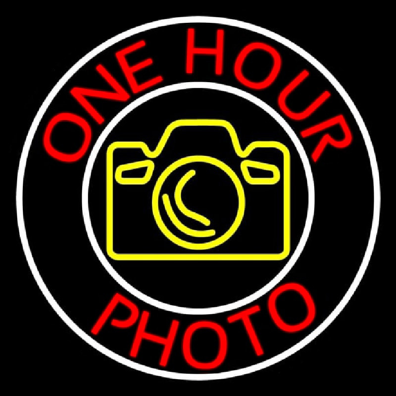 Red One Hour Photo Neon Sign