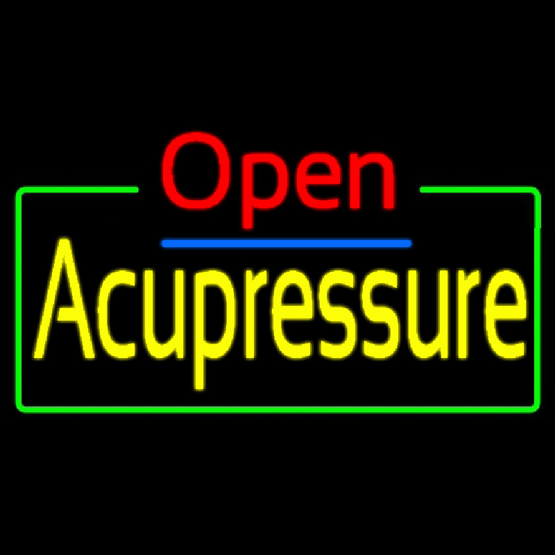 Red Open Acupressure Green Border Neon Sign