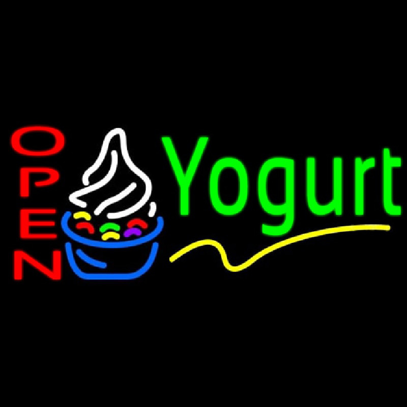 Red Open Yogurt Neon Sign