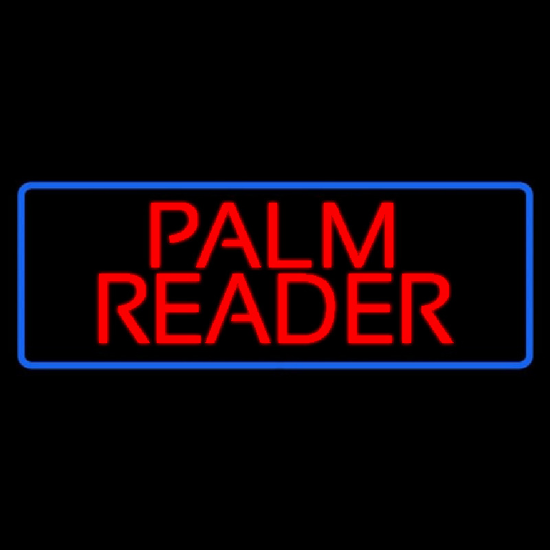 Red Palm Reader Blue Border Neon Sign