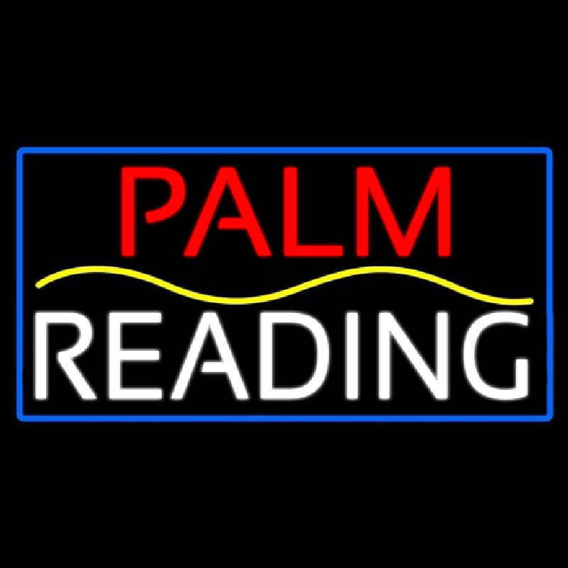 Red Palm Yellow Line White Reading Blue Border Neon Sign