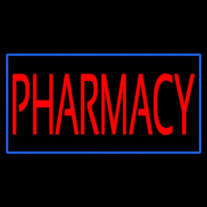 Red Pharmacy Green Border Neon Sign