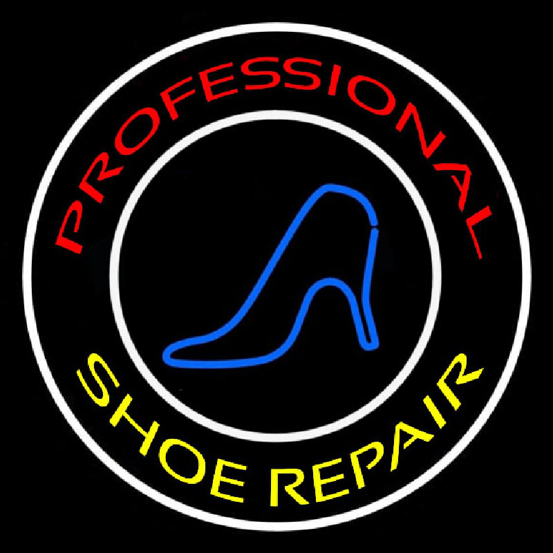 Red Professional Yellow Shoe Repair Neon Sign