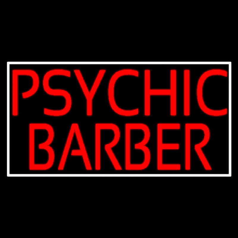 Red Psychic Barber With Border Neon Sign