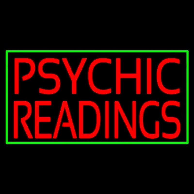 Red Psychic Readings Green Border Neon Sign