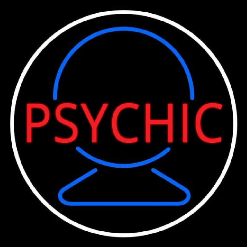 Red Psychic With Crystal White Border Neon Sign