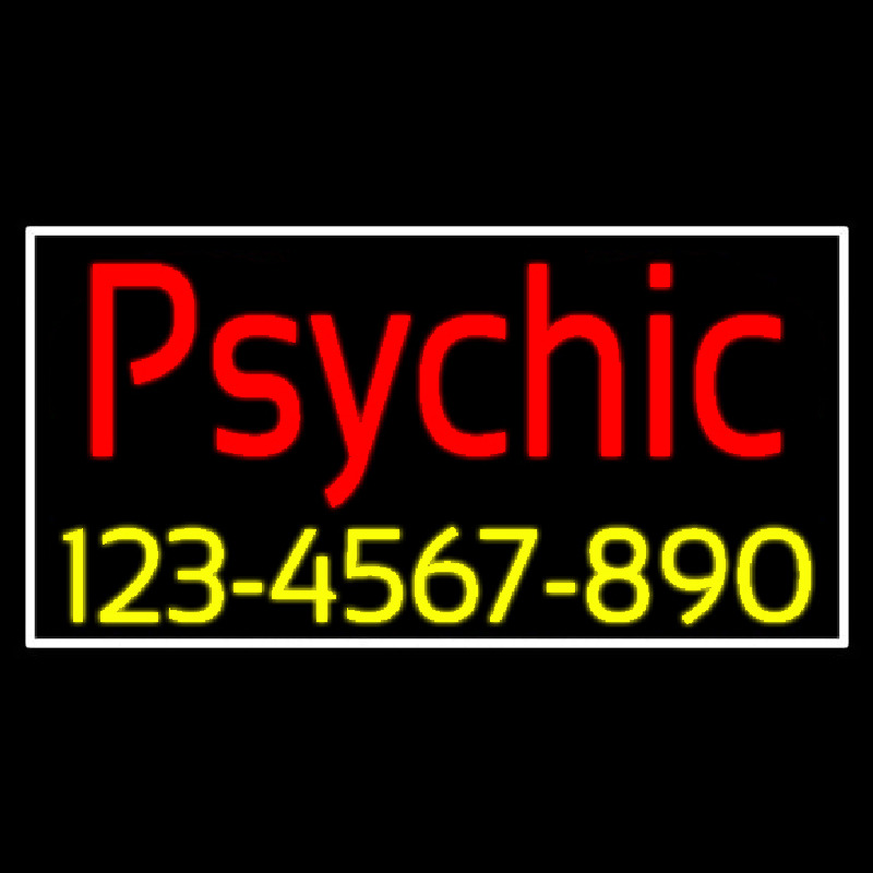 Red Psychic With Yellow Phone Number Neon Sign