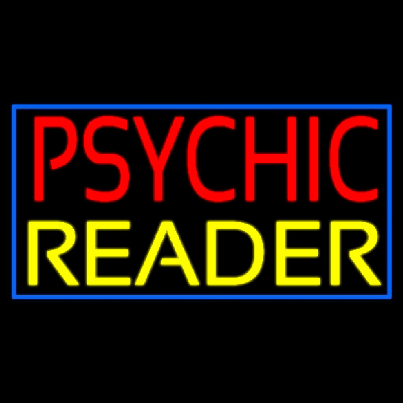 Red Psychic Yellow Reader With Border Neon Sign