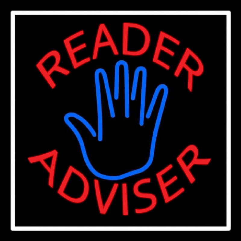 Red Reader Advisor White Border Neon Sign