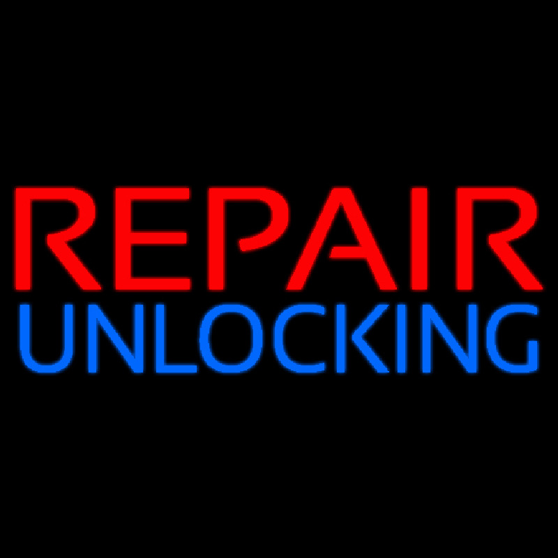 Red Repair Blue Unlocking Block Neon Sign