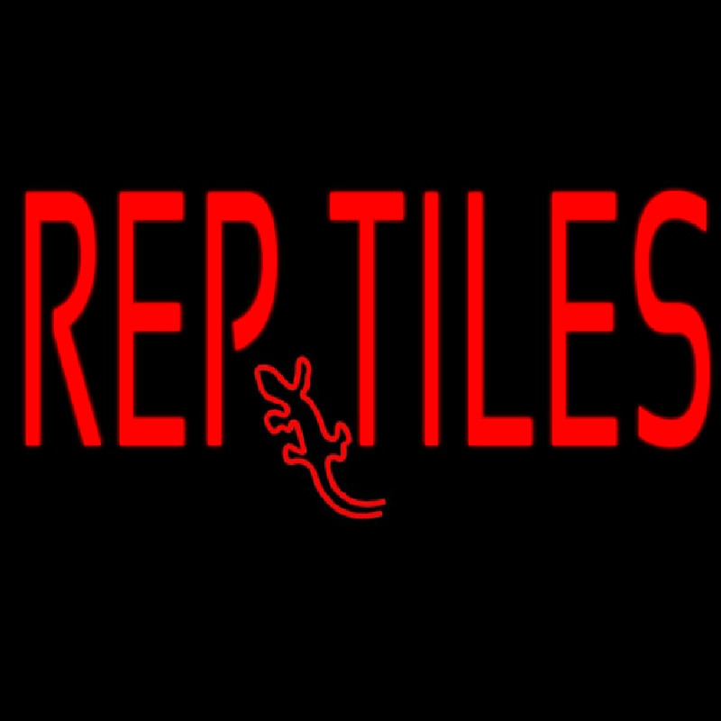 Red Reptiles Block 2 Neon Sign