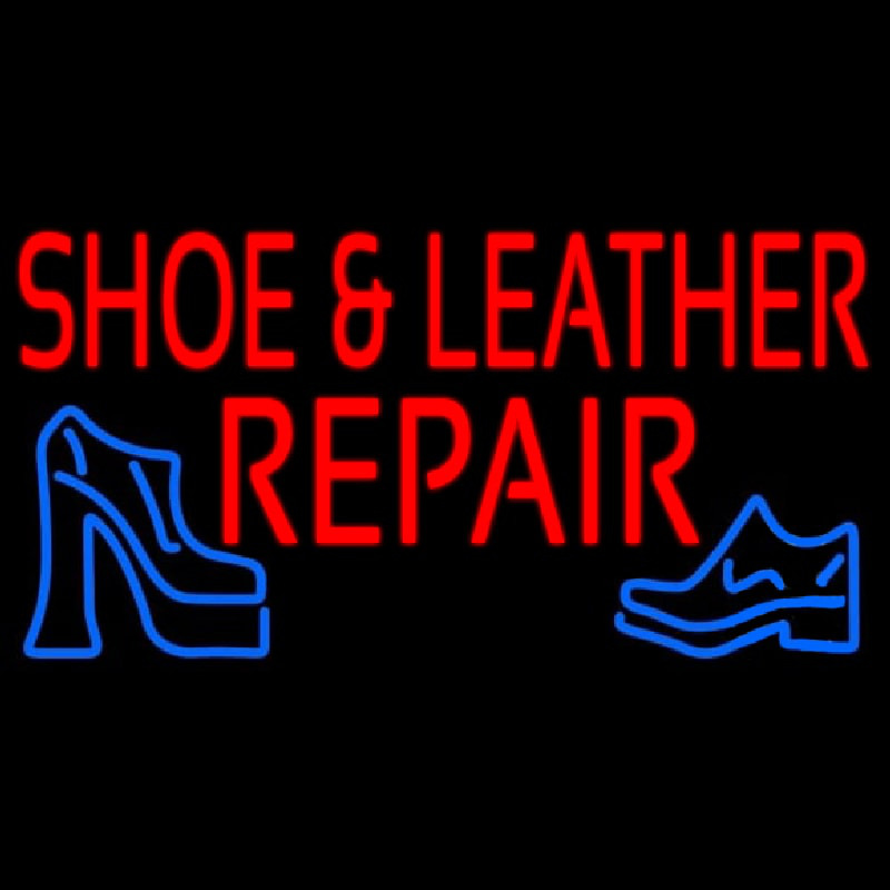 Red Shoe And Leather Repair Neon Sign