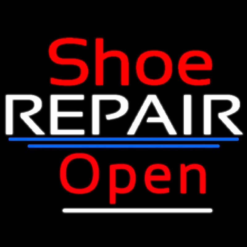 Red Shoe White Repair Open Neon Sign