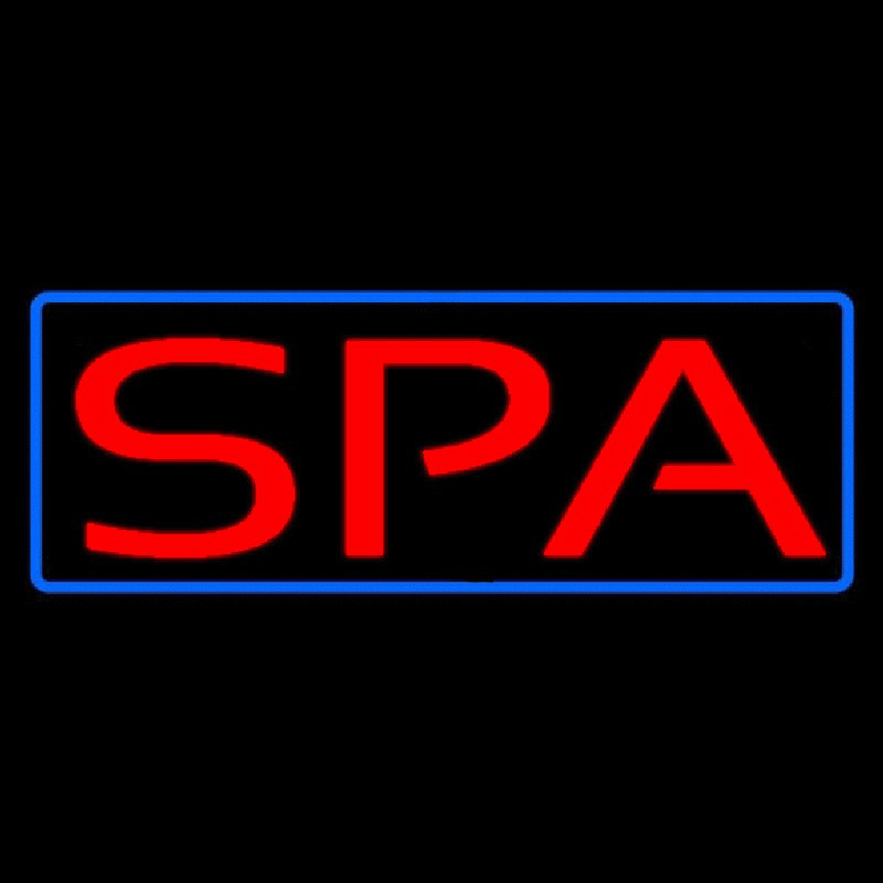 Red Spa Blue Border Neon Sign