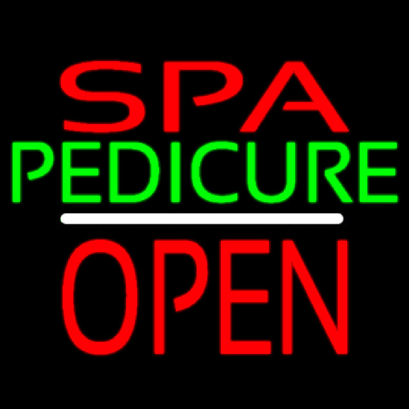 Red Spa Green Pedicure White Line Open Neon Sign