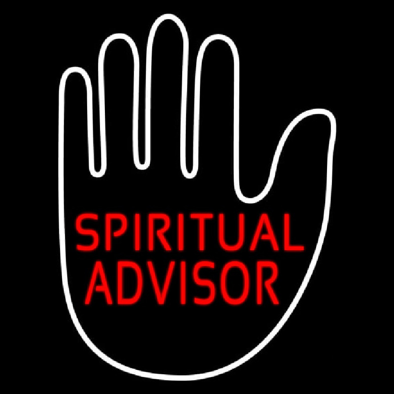 Red Spiritual Advisor With Palm Neon Sign