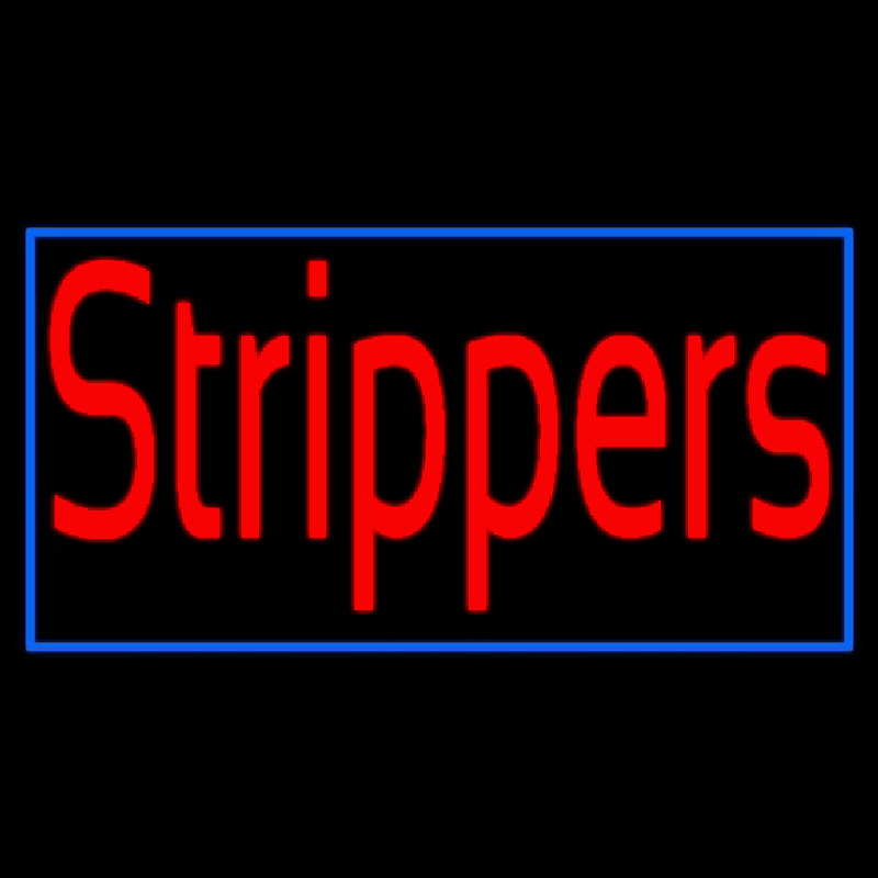 Red Strippers With Blue Border Neon Sign