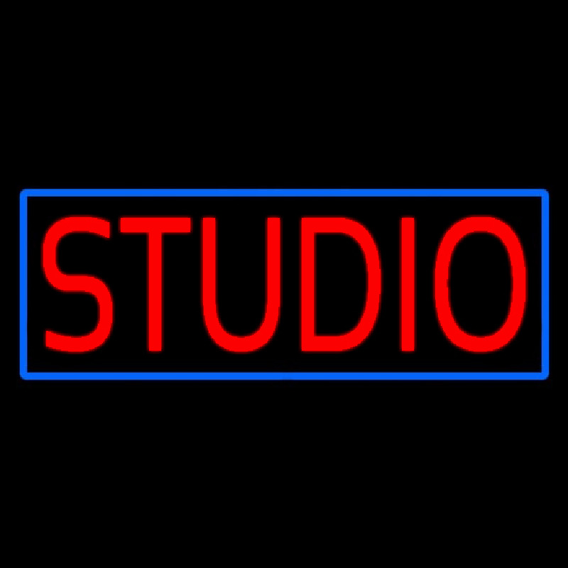 Red Studio Blue Border Neon Sign