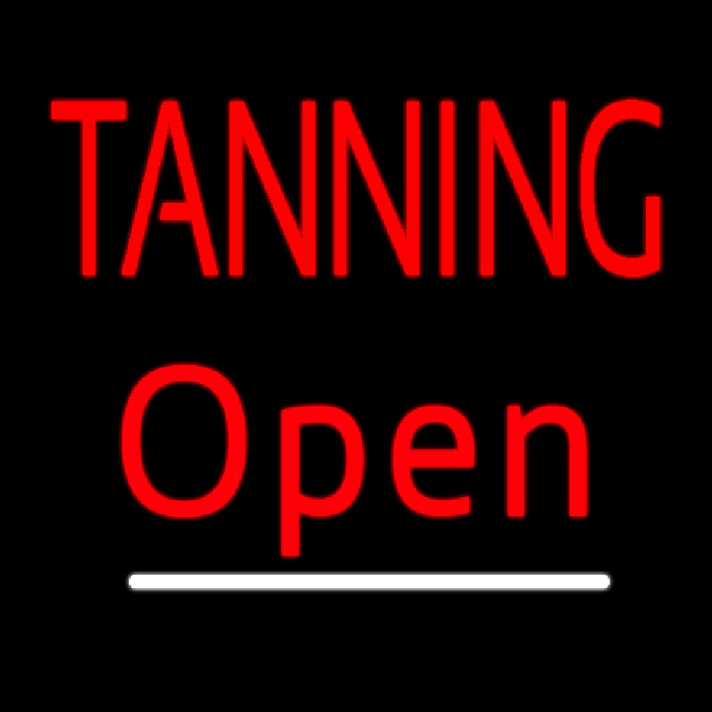 Red Tanning Open White Line Neon Sign