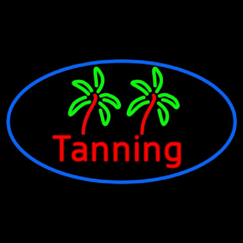 Red Tanning With Palm Tree Neon Sign