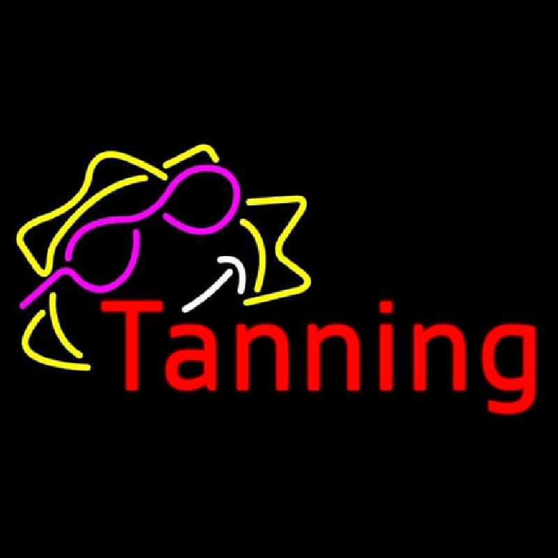 Red Tanning With Sun Logo Neon Sign