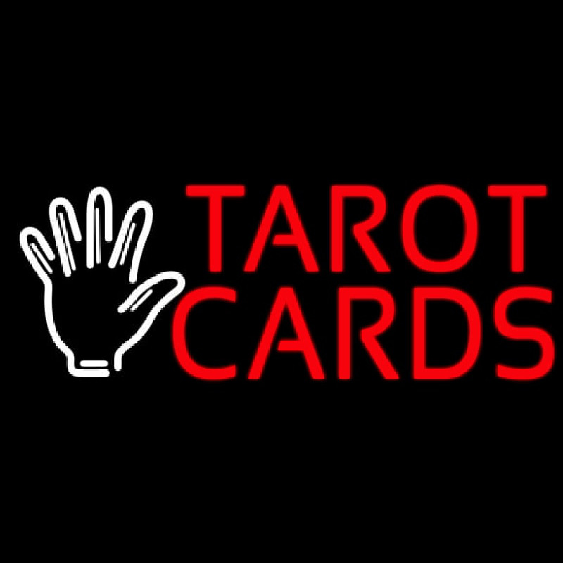 Red Tarot Cards White Palm Neon Sign