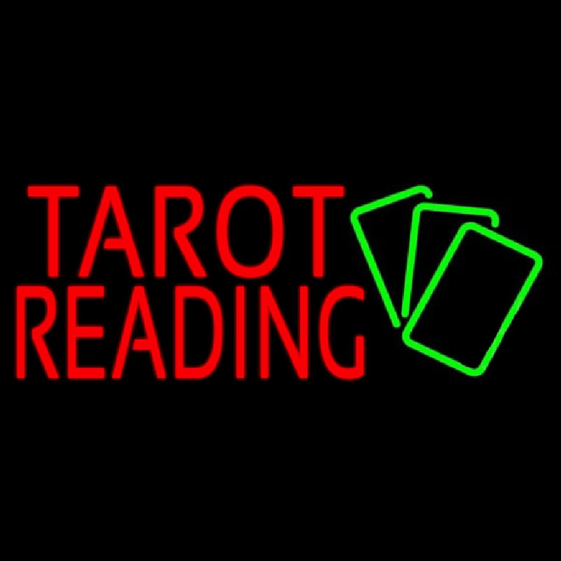 Red Tarot Reading Green Cards Neon Sign