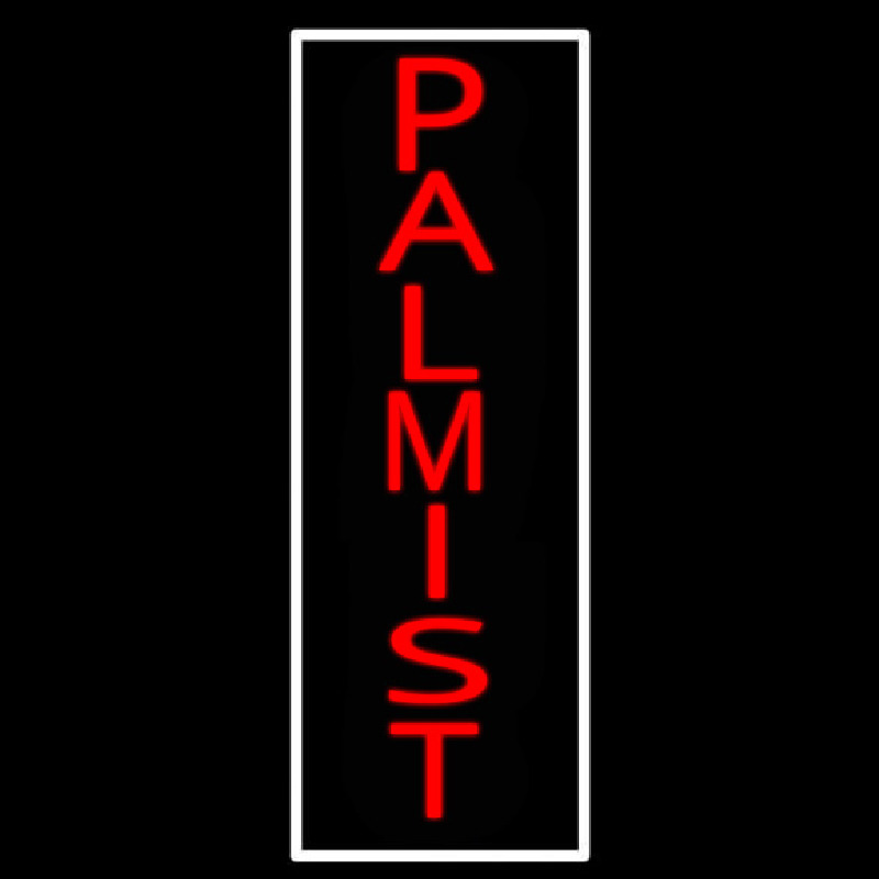 Red Vertical Palmist White Border Neon Sign