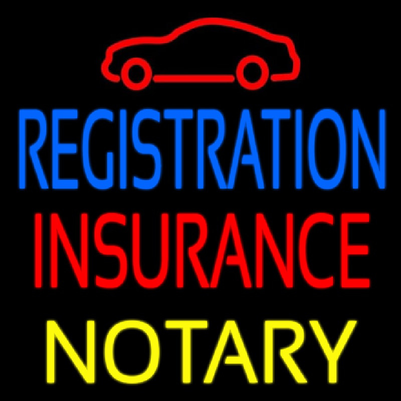 Registration Insurance Notary With Car Logo Neon Sign