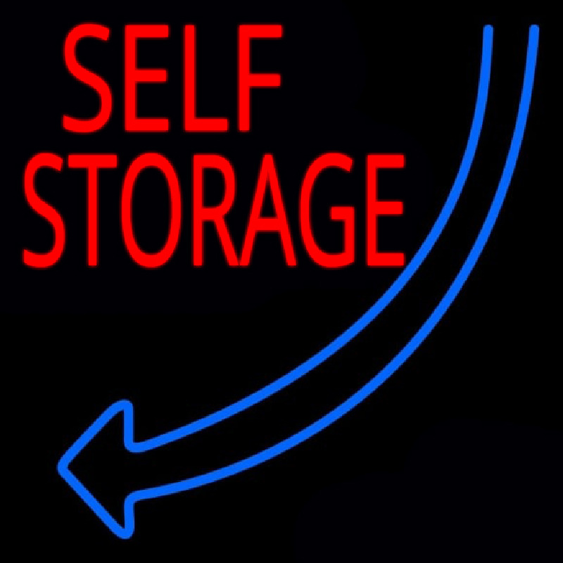 Self Storage Block Blue Arrow Neon Sign