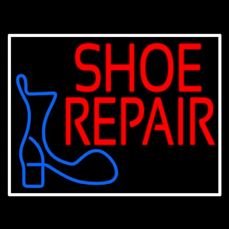 Shoe Repair Logo With Border Neon Sign