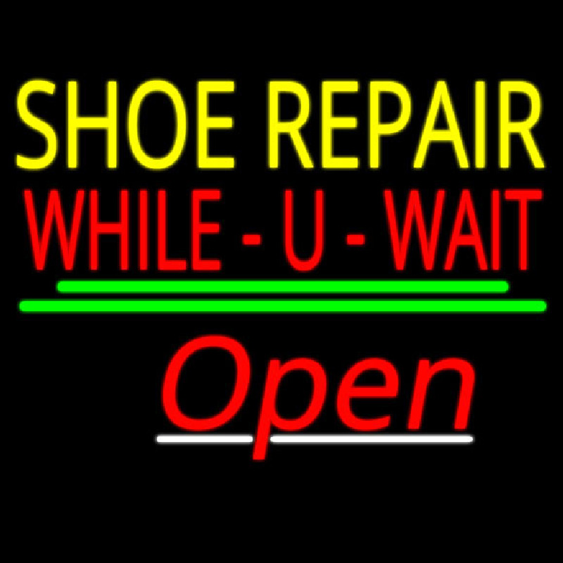 Shoe Repair While You Wait Open Neon Sign