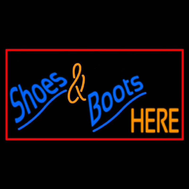 Shoes And Boots Here With Border Neon Sign