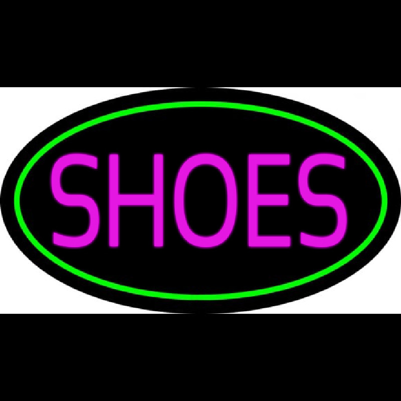 Shoes Oval Green Neon Sign