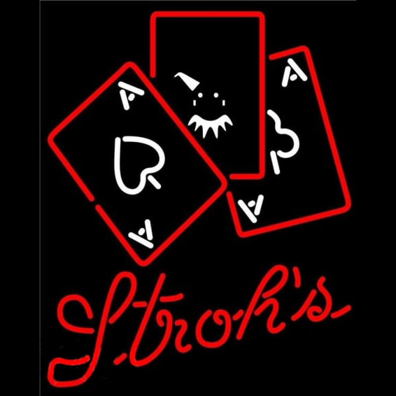 Strohs Ace And Poker Beer Sign Neon Sign