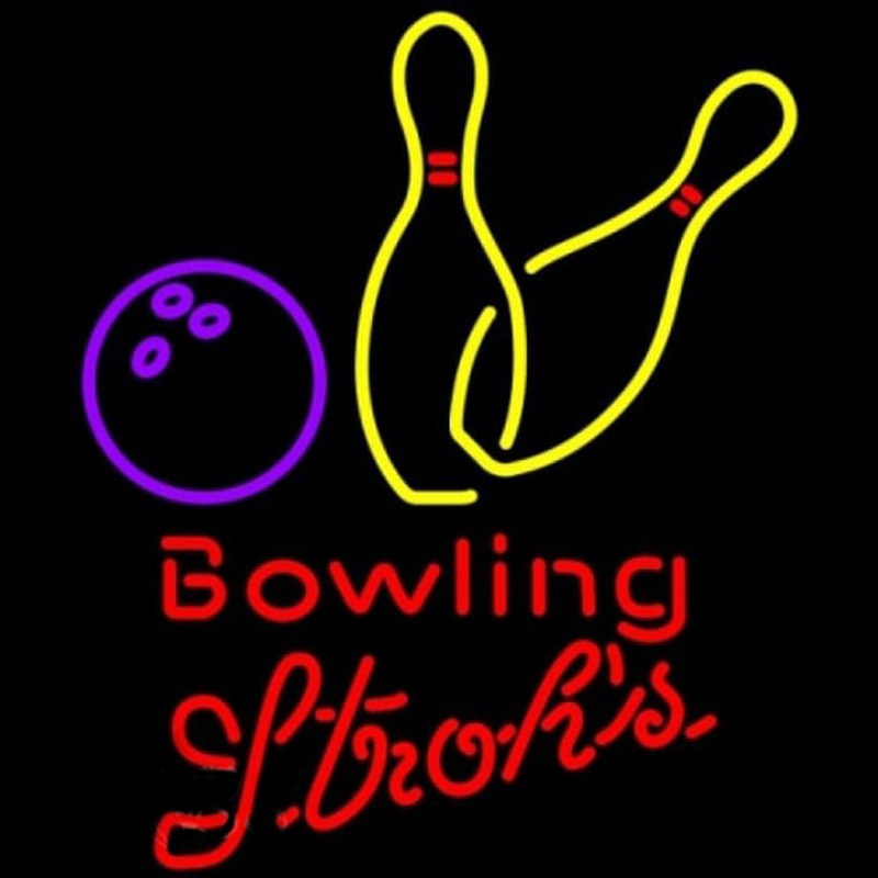 Strohs Bowling Yellow Beer Sign Neon Sign